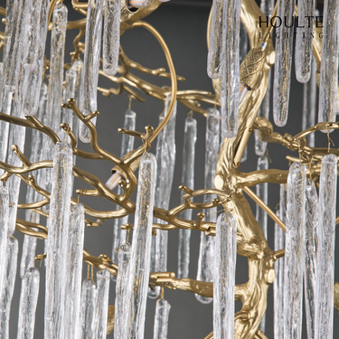 Ice Strip Modern Crystal Tree Branch Staircase Chandelier 95"