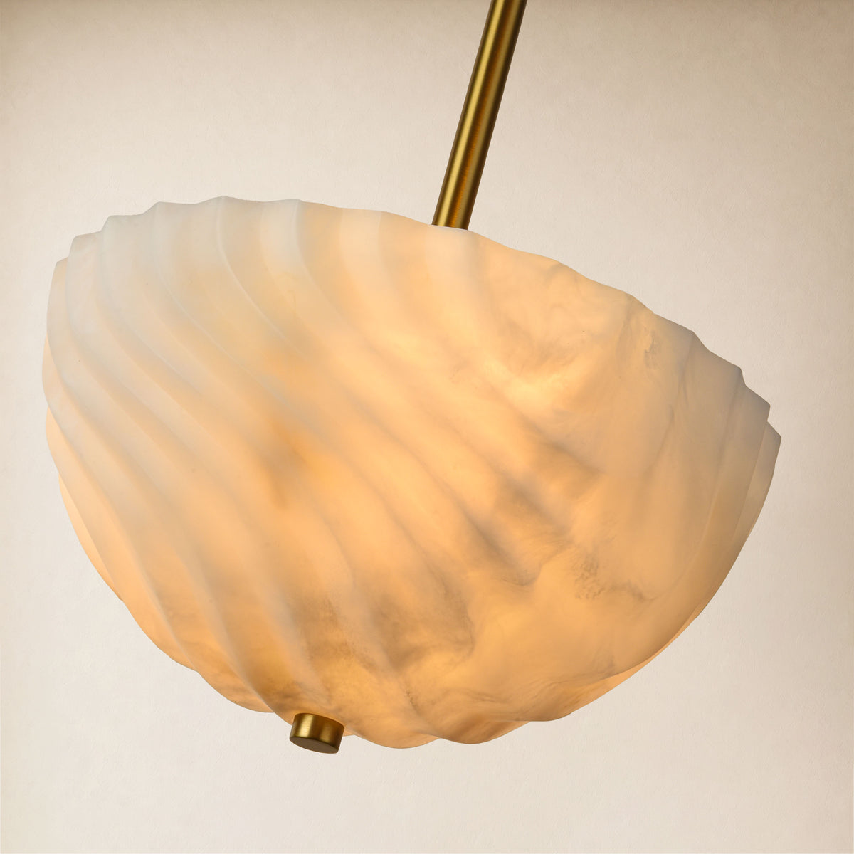 Nyrelle Resin Fluted Bowl Pendant Light 11.8"D
