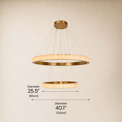 Celestine Alabaster 2-Tier Round Chandelier 40.1"D