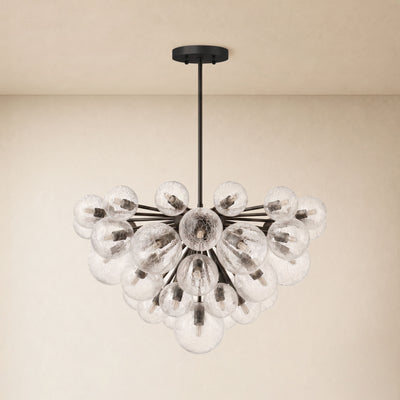 Elowen Crackled Glass Cluster Round Chandelier 24" 35"D