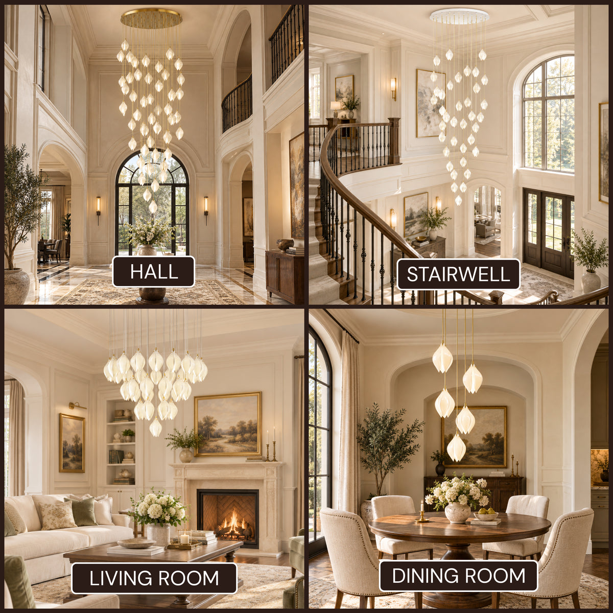 Veylune Ceramic Flower Cluster Chandelier 8"-48"D