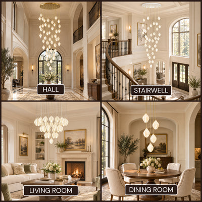 Veylune Ceramic Flower Cluster Chandelier 8"-48"D