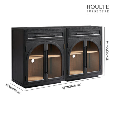 Alvar Arched Oak Sideboard with Drawers（Set of 2)