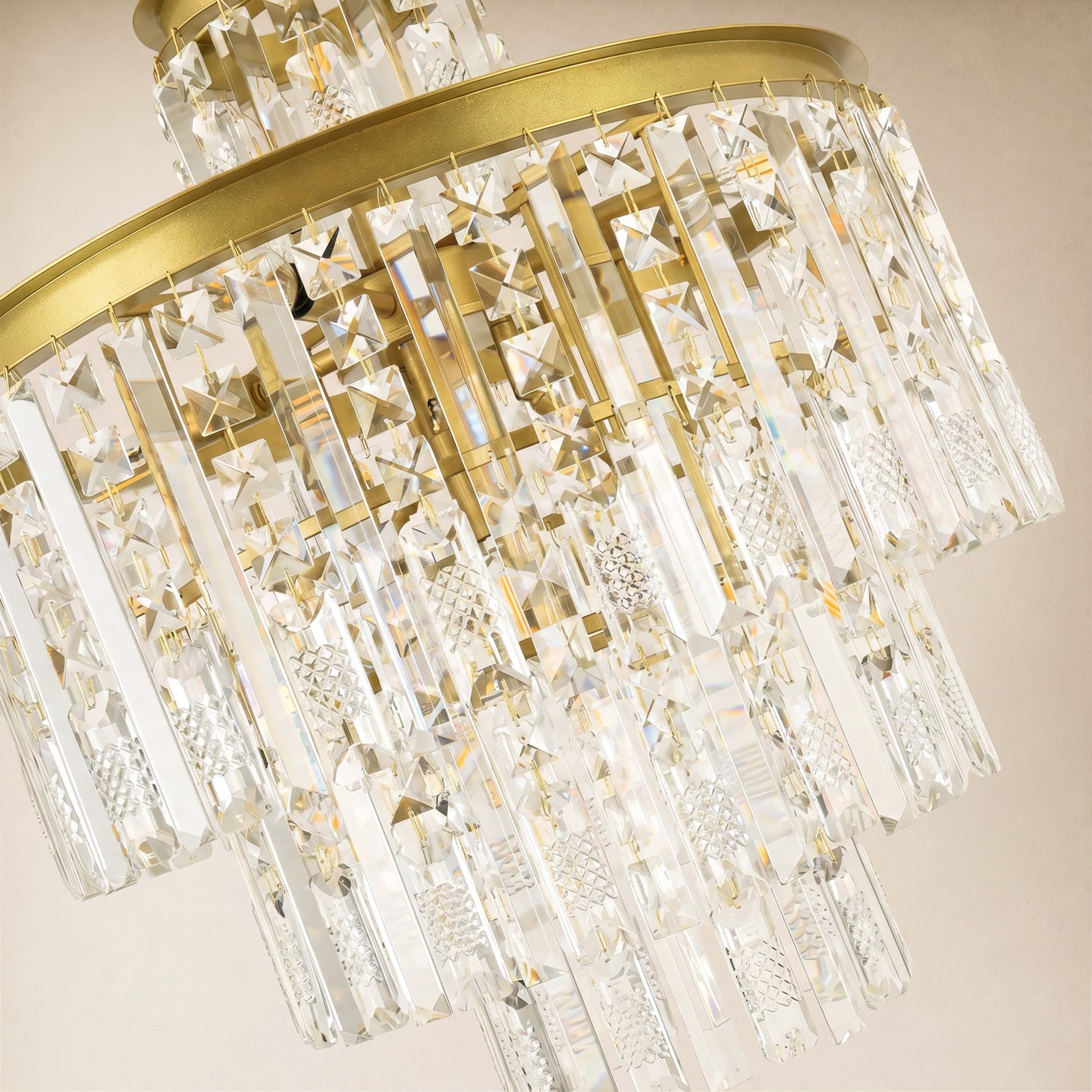 Lucentra Crystal Tiered Round Pendant 20"D