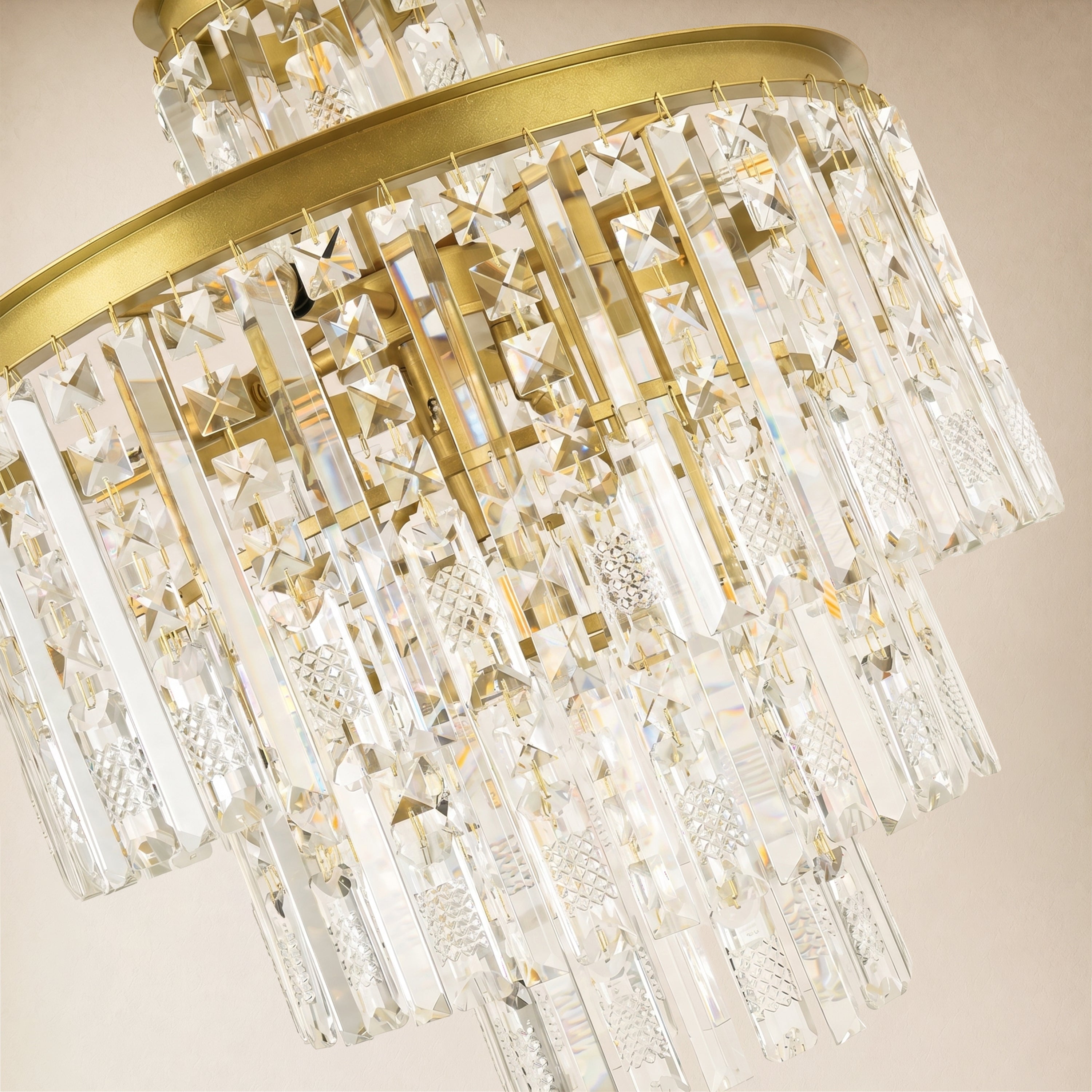 Lucentra Crystal Tiered Round Pendant 20"D