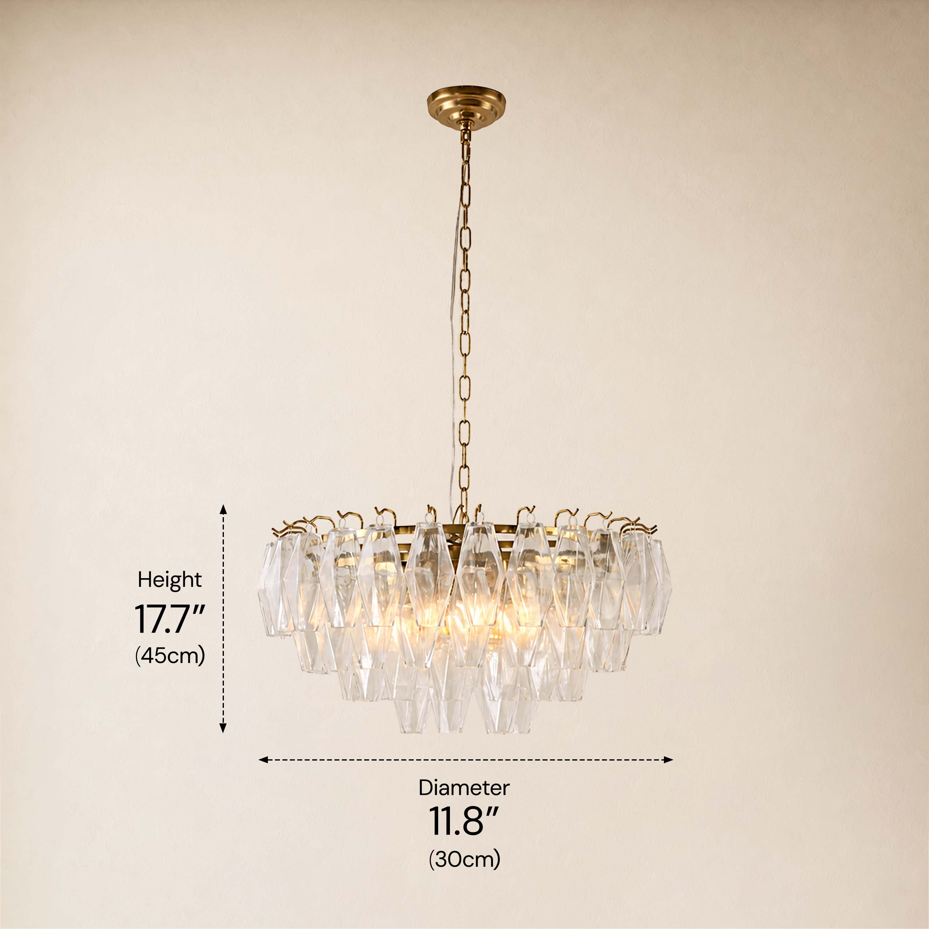 Celestial Drop Glass Round Chandelier 11.8"D
