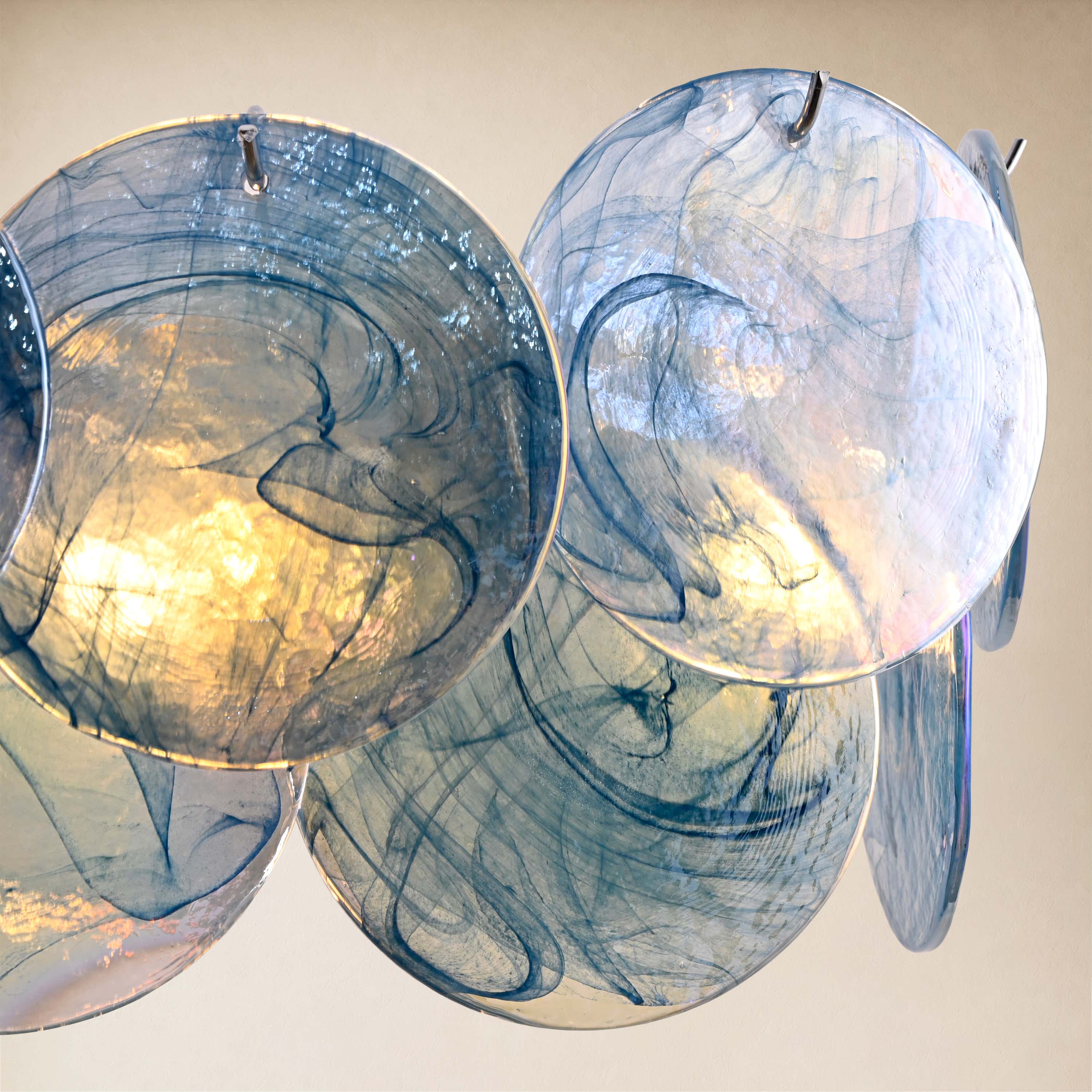 Auralis Blue Glass Disc Linear Chandelier 47.2"W