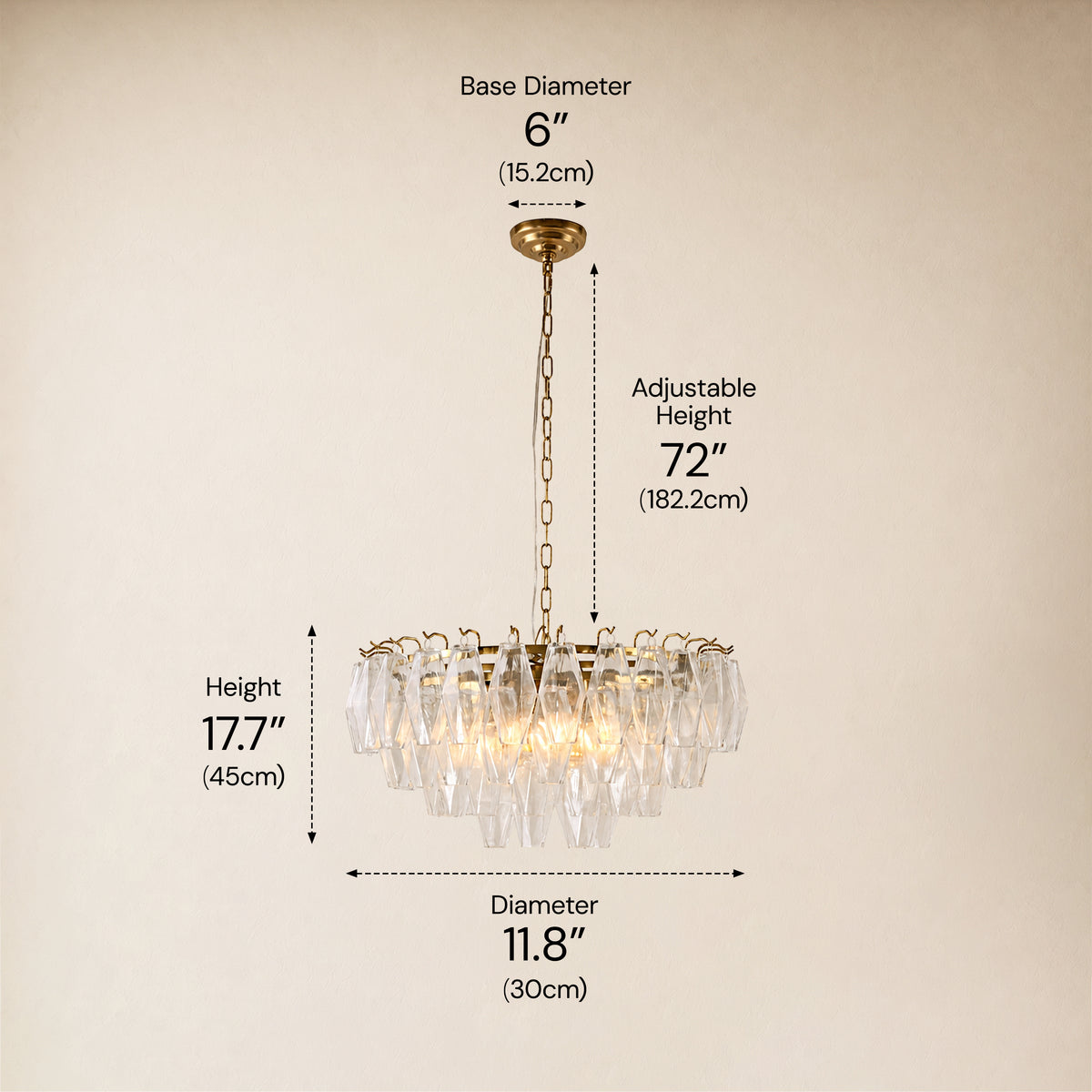 Celestial Drop Glass Round Chandelier 11.8"D