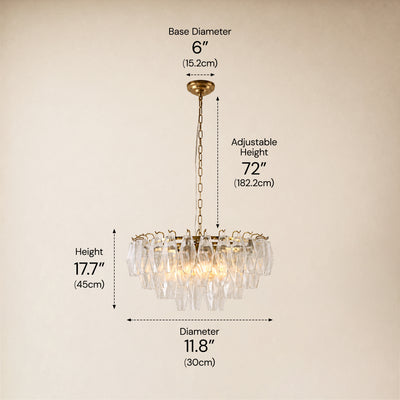 Celestial Drop Glass Round Chandelier 11.8"D