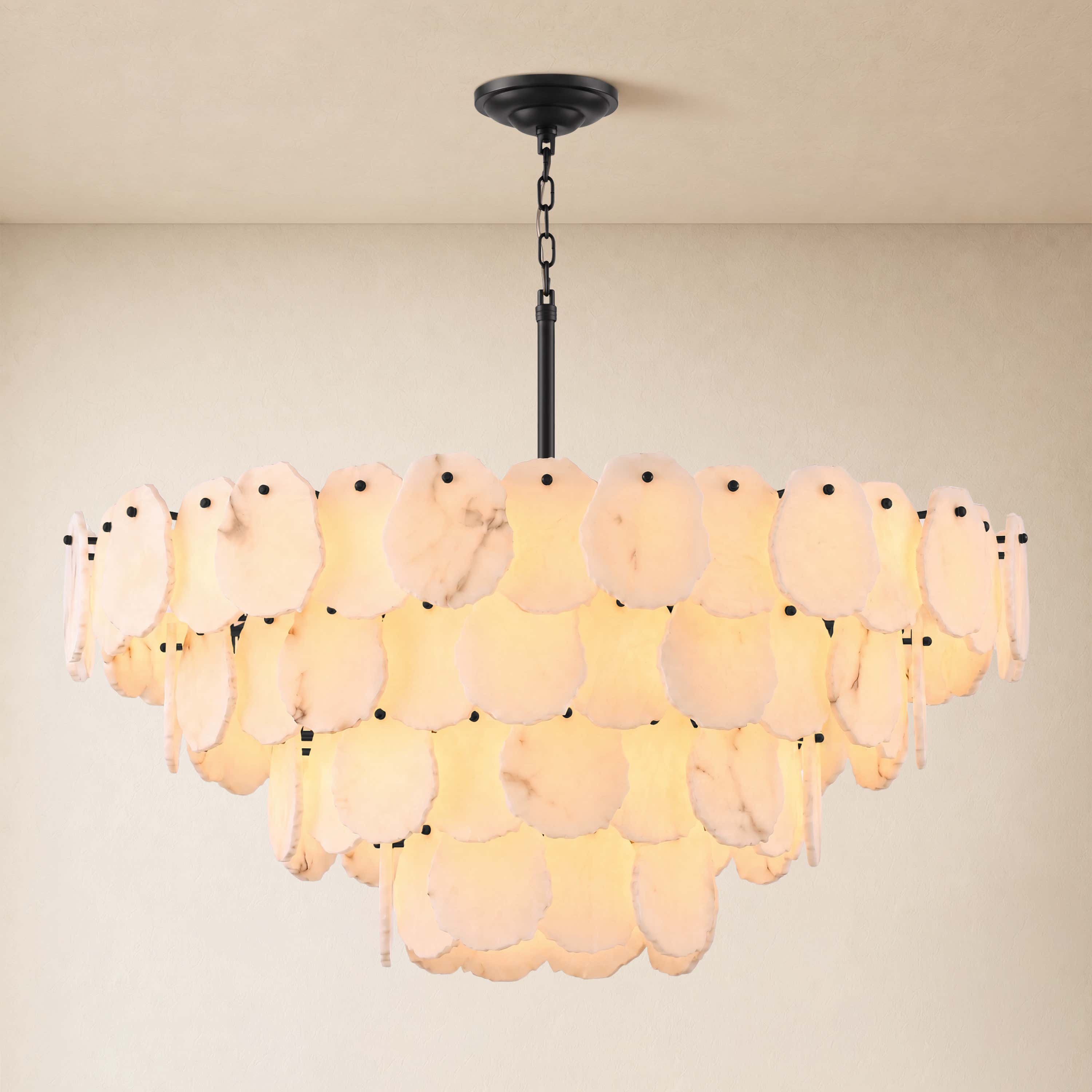 Moira Alabaster Multi-Tier Round Chandelier 48"D 