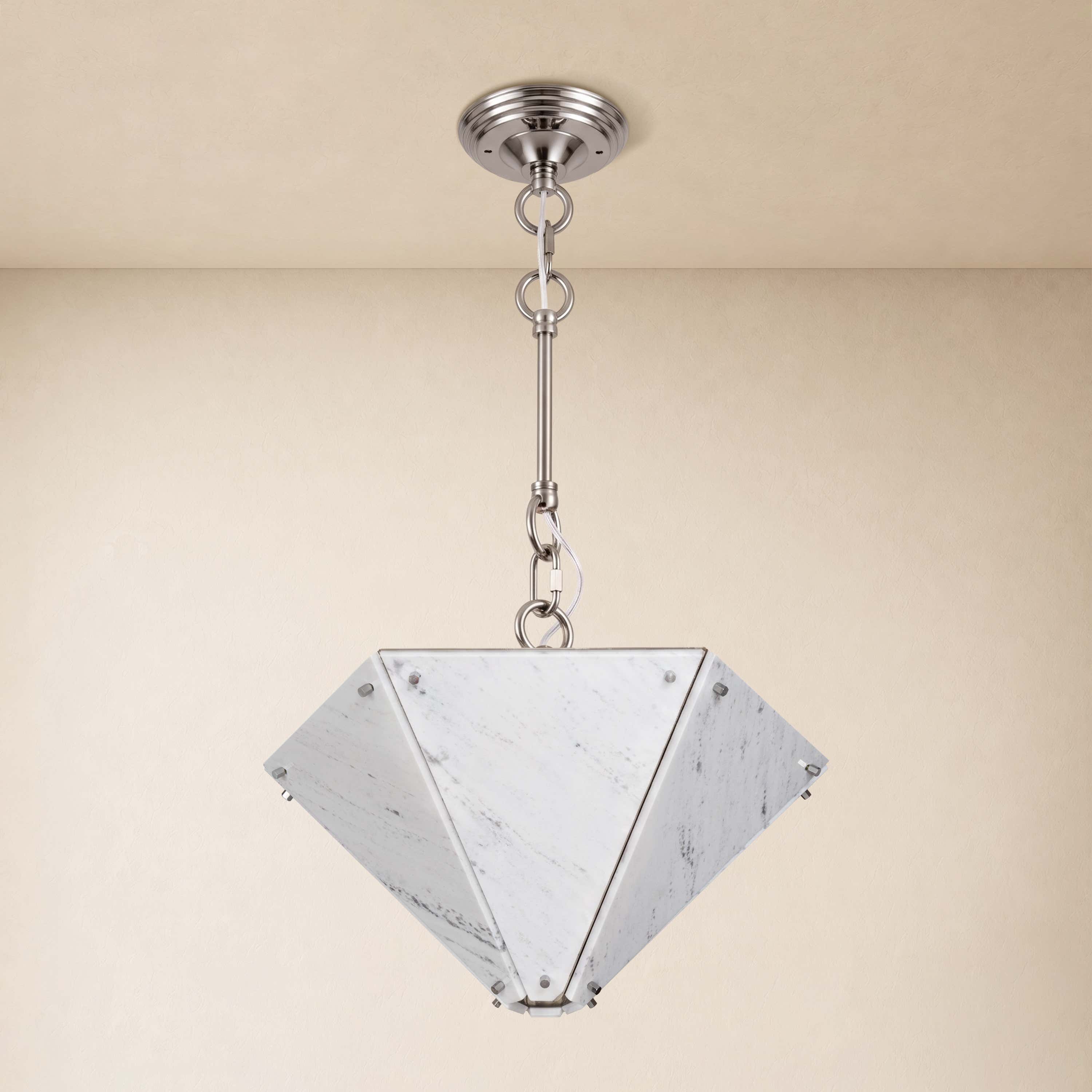 Pietra White Marble Hexagonal Lantern Pendant 15.7"D