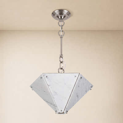 Pietra White Marble Hexagonal Lantern Pendant 15.7"D