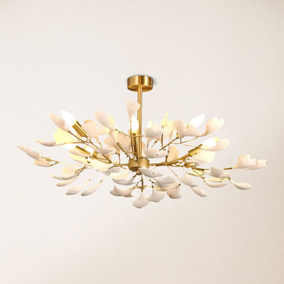 Twilight Branches Ceramic Ginkgo Chandelier 25.6"D