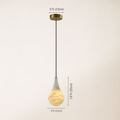 Ares Alabaster Water-Drop Pendant 4"D
