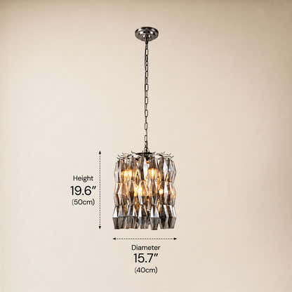 Celestial Drop Glass Cylinder Chandelier 15.7"D