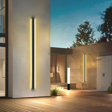 Long Linear LED Waterproof Black Minimalist Outdoor Wall Lights Exterior Lights