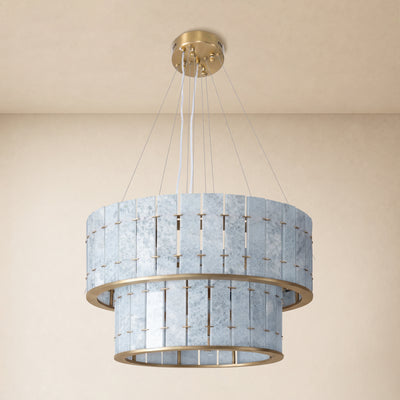 Pietra Blude Marble Two-Tier Round Chandelier 25.5"D