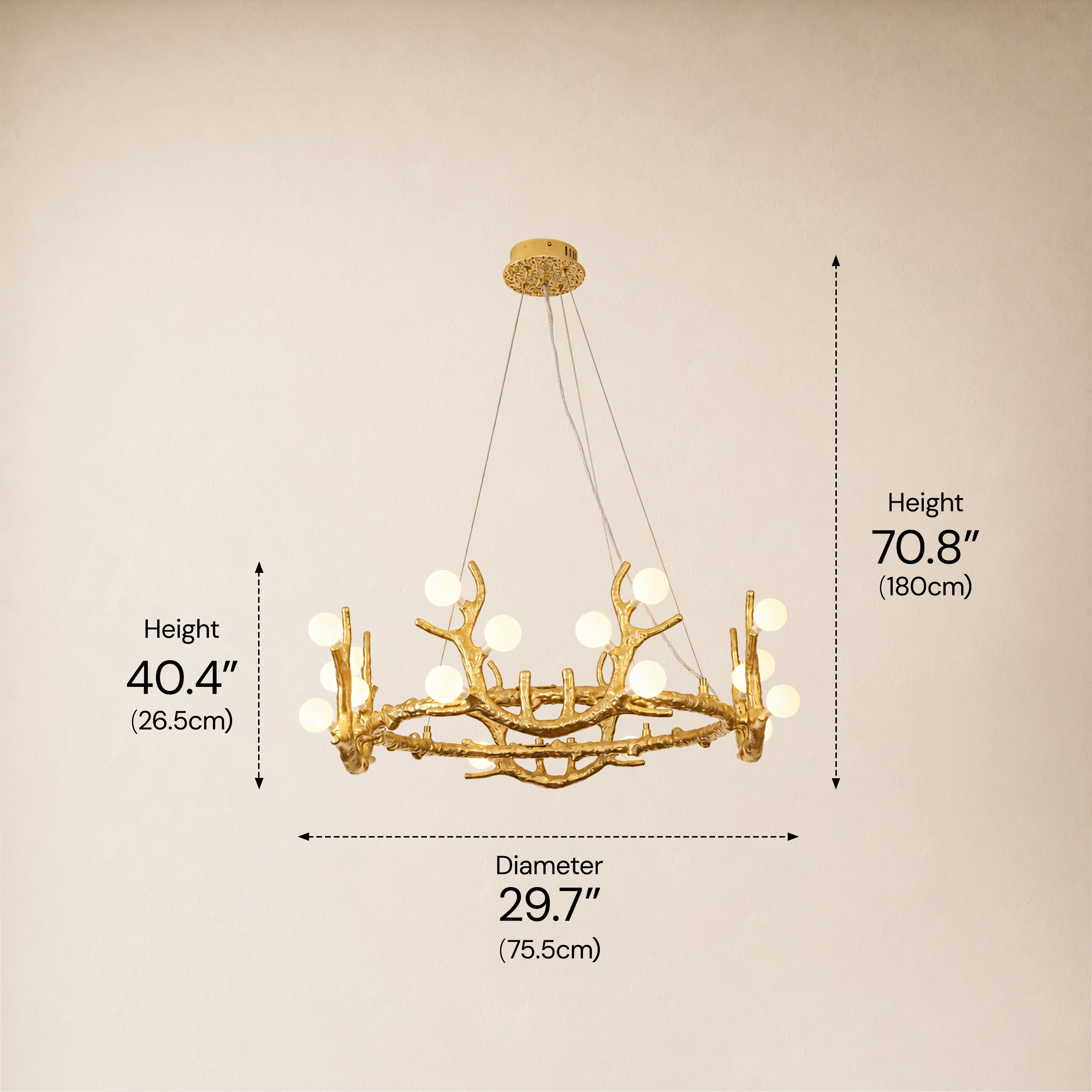 Cervia Antler Branch Chandelier 30"D