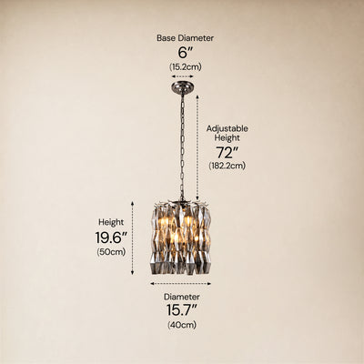 Celestial Drop Glass Cylinder Chandelier 15.7"D
