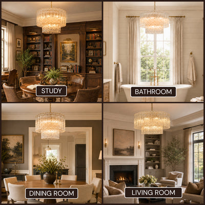 Aurellise Textured Glass Tiered Round Chandelier 36"D