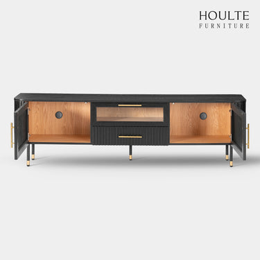 Ewan Oak Media Console and Cabinet Set