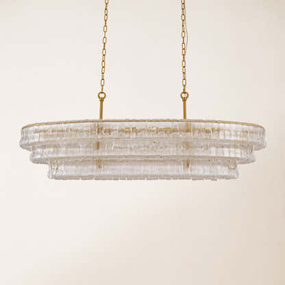 Ondalia Tiered Glass Oval Chandelier 54"W