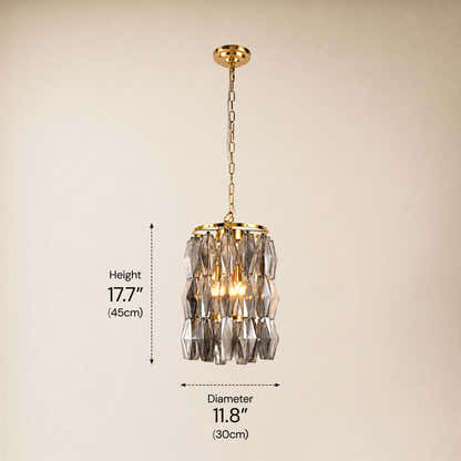 Celestial Drop Glass Cylinder Chandelier 11.8"D