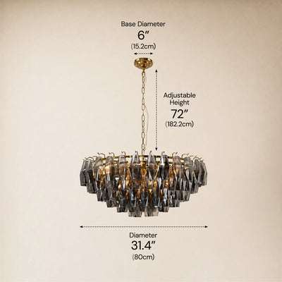 Celestial Drop Smoked Crystal Round Chandelier 31.4"D