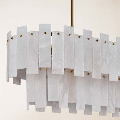 Nivislight Alabaster 2-Tier Rectangular Chandelier 40"D
