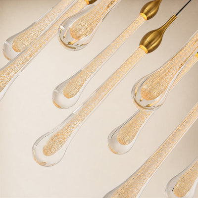 Olivene Glass Teardrop Rectangular Chandelier 50"W