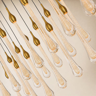 Olivene Glass Teardrop Rectangular Chandelier 50"W 