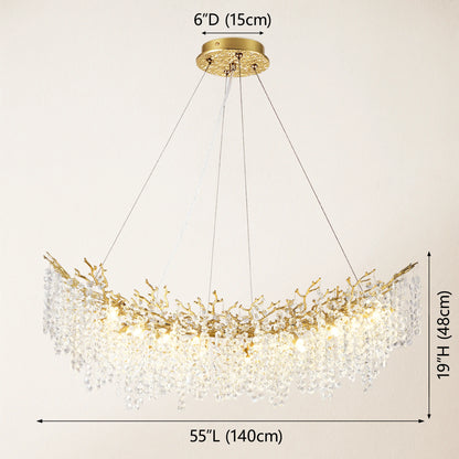 Lustre Branches Crystal Rectangular Chandelier 55"W