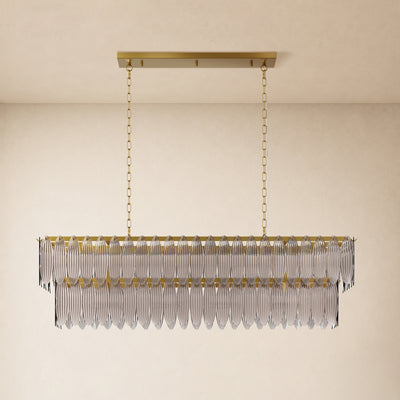 Ardelyne Crystal Leaf Linear Chandelier 48"-60"D 