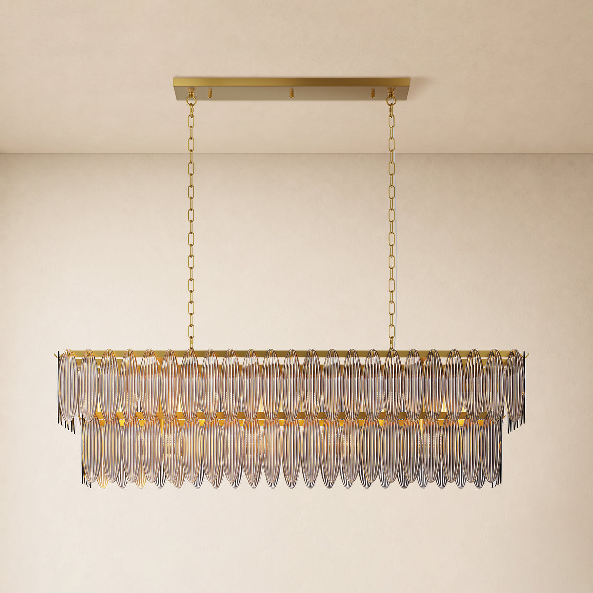 Ardelyne Crystal Leaf Linear Chandelier 48"-60"D 