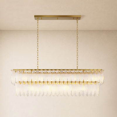 Ardelyne Crystal Leaf Linear Chandelier 48"-60"D 