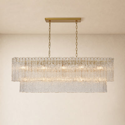 Aurellise Textured Glass Rectangular Chandelier 54"W 