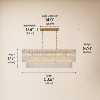 Aurellise Textured Glass Rectangular Chandelier 54"W 