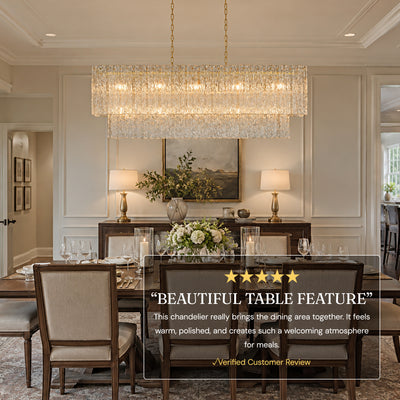 Aurellise Textured Glass Rectangular Chandelier 54"W
