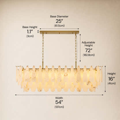 Caldera Alabaster Rectangular Custom Chandelier 54"W 72"W