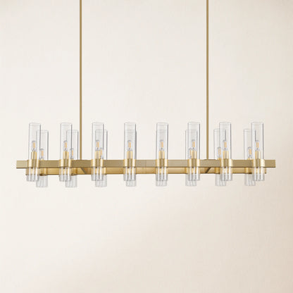 Cylora Glass Tube Rectangular Chandelier 54"