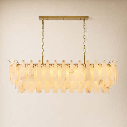 Caldera Alabaster Rectangular Custom Chandelier 54"W 72"W