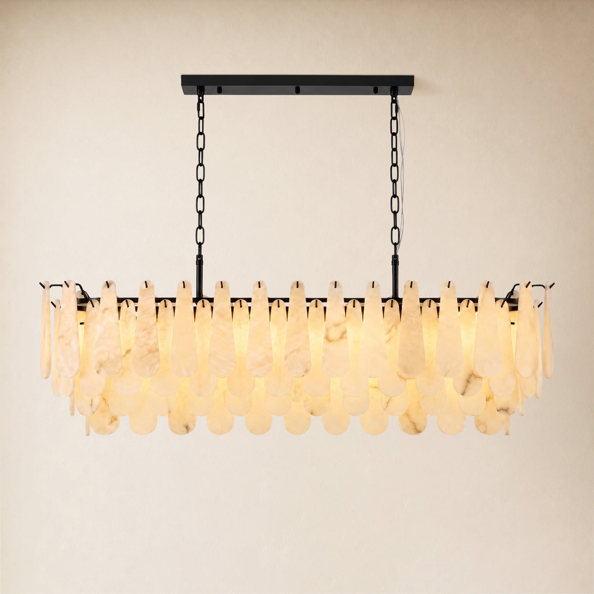 Caldera Alabaster Rectangular Custom Chandelier 54"W 72"W