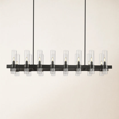 Cylora Glass Tube Rectangular Chandelier 54"