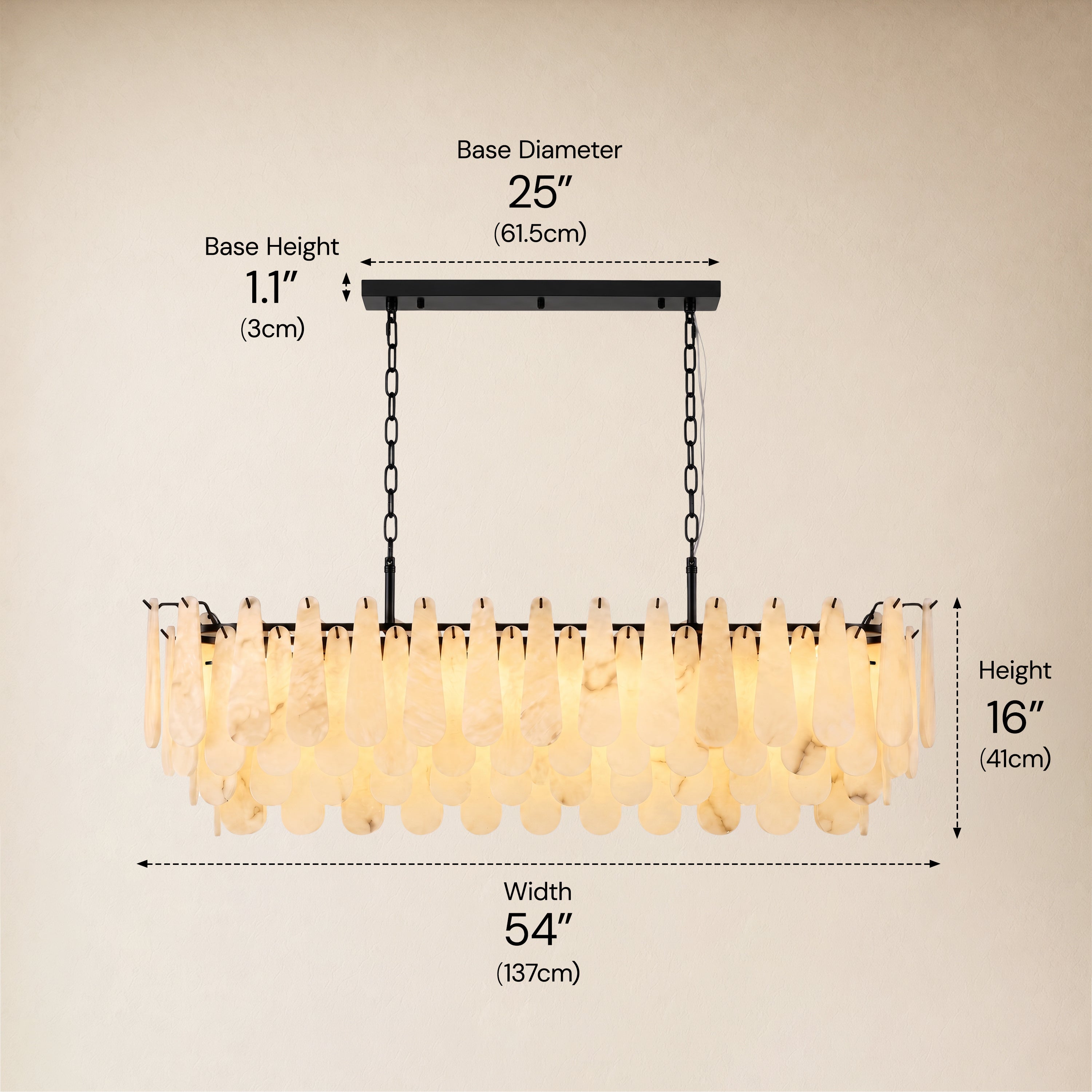 Caldera Alabaster Rectangular Custom Chandelier 54