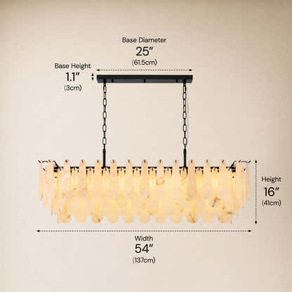 Caldera Alabaster Rectangular Custom Chandelier 54"W 72"W