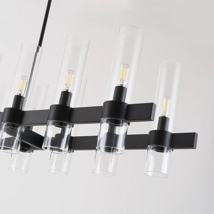 Cylora Glass Tube Rectangular Chandelier 54"