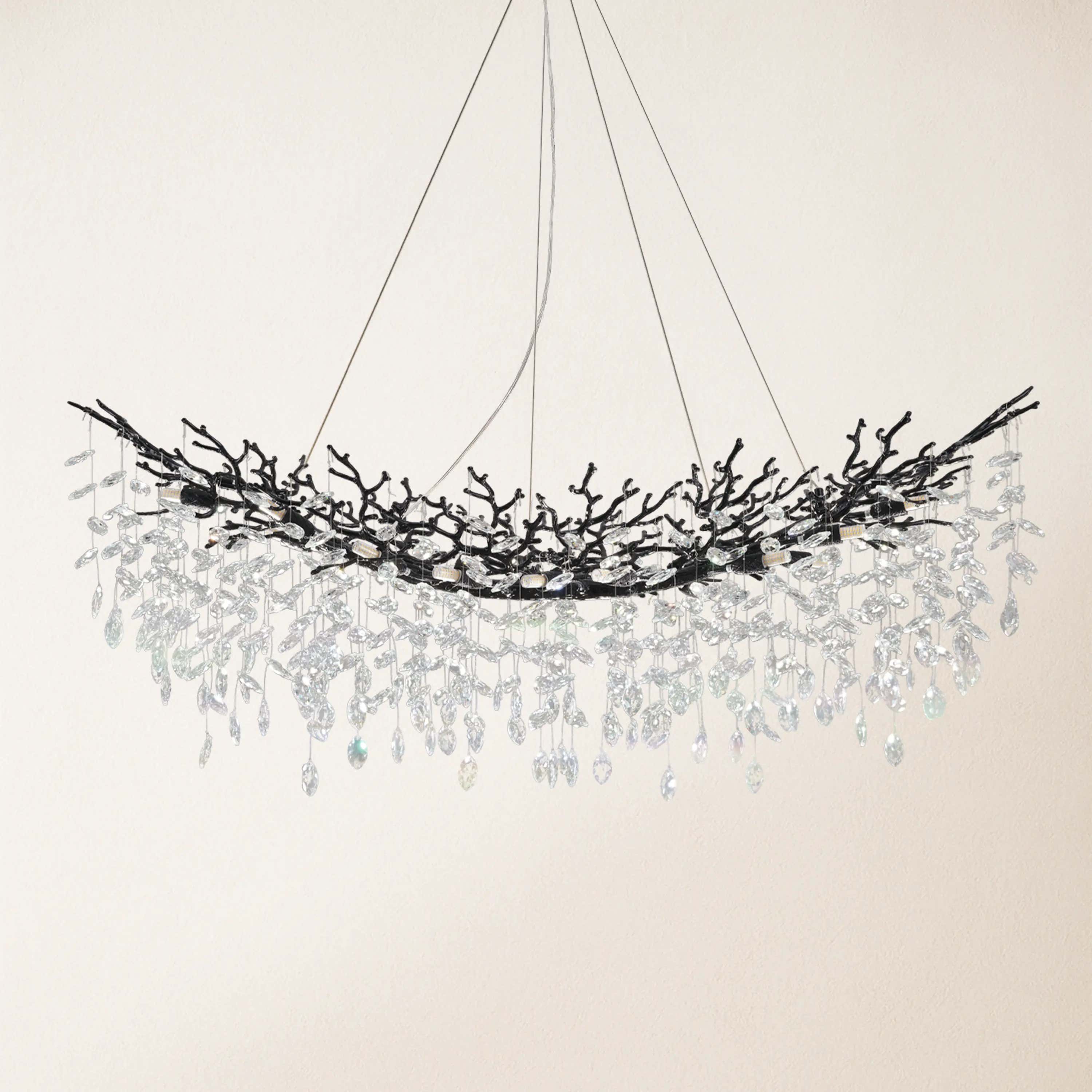 Frostleaf Crystal Cascade Tree Branch Linear Chandelier 55"W