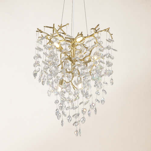 Frostleaf Crystal Grand Cascade Branches Chandelier 21"D