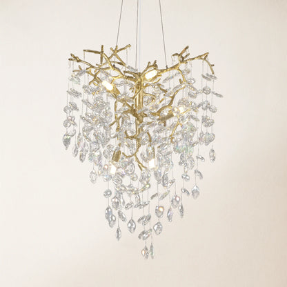 Frostleaf Crystal Grand Cascade Branches Chandelier 21"