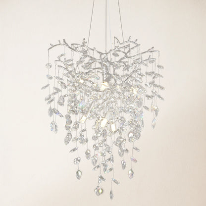 Frostleaf Crystal Grand Cascade Branches Chandelier 21"